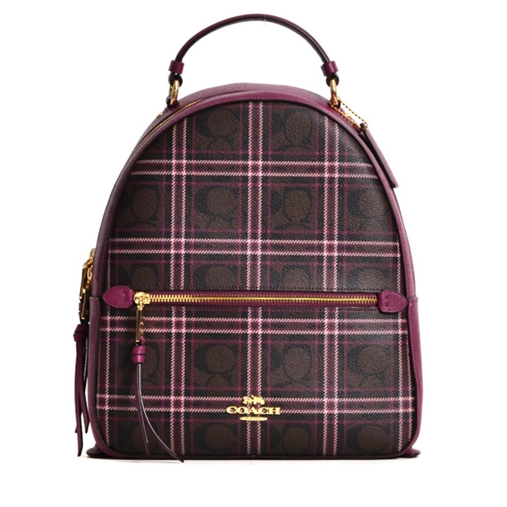 Coach Plaid Backpack - Purple and Brown